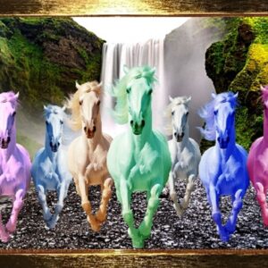 Seven Running Horses with Waterfall Vastu Frame – Speed, Success & Prosperity